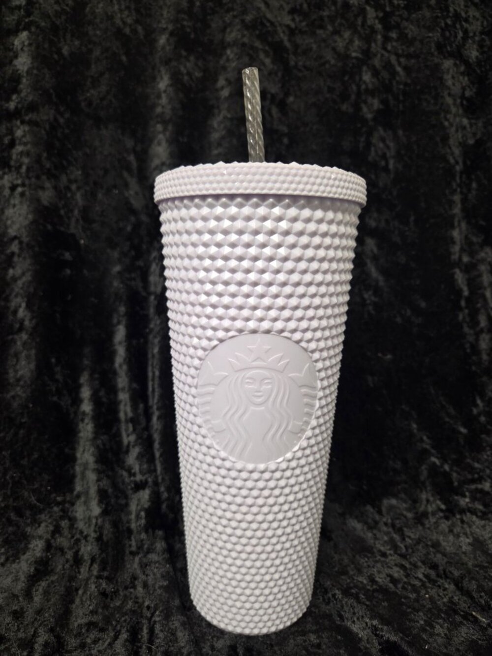 NEW Starbucks White Studded Plastic Tumbler With Straw 24 Oz Cold Cup